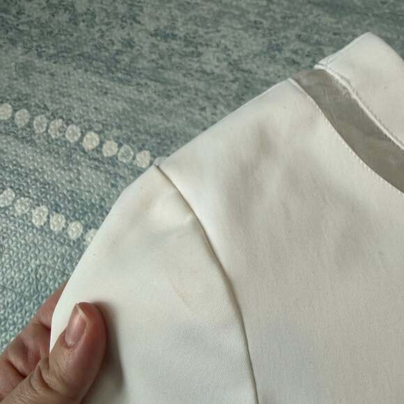 Alice + Olivia White Fit-and-Flare Mini Dress Mesh Short Sleeve Collared Hem - Picture 5 of 8